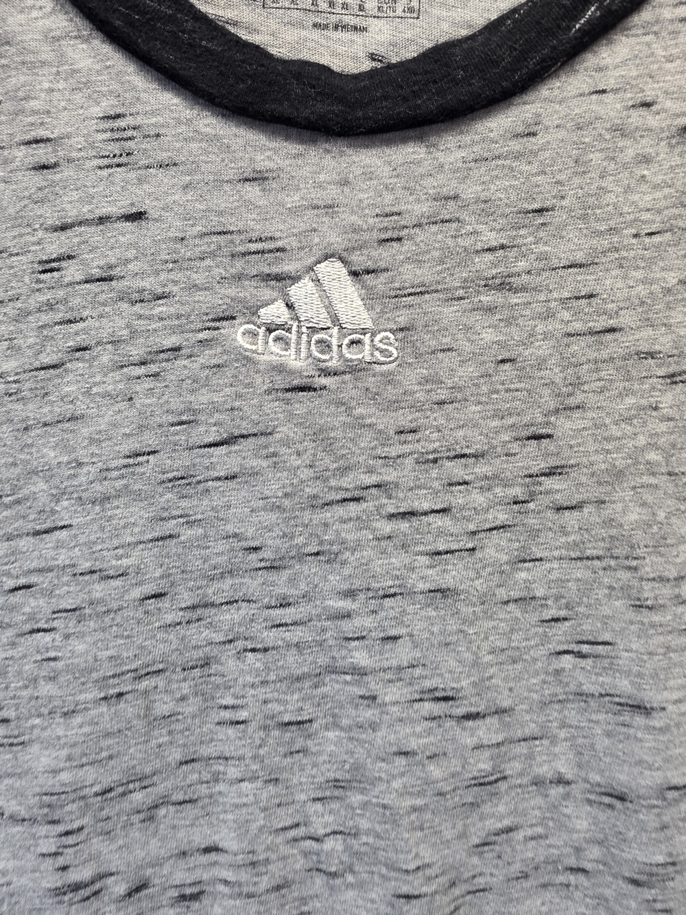 Adidas Men’s Heather Gray Body with Black Raglan Short-Sleeve Tee - Picture 2 of 7